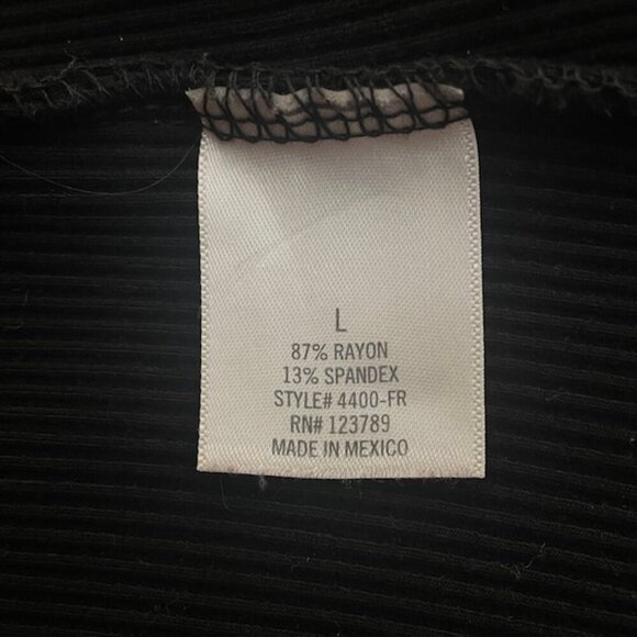 ALYA Ribbed Ruffled Straps Black Bodysuit - Size Large - Picture 6 of 7